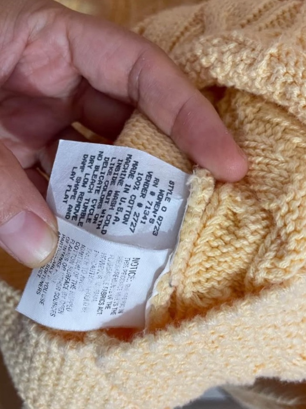 L.L. Bean Women's Pale Yellow Textured Cable Knit Cardigan - Picture 5 of 5